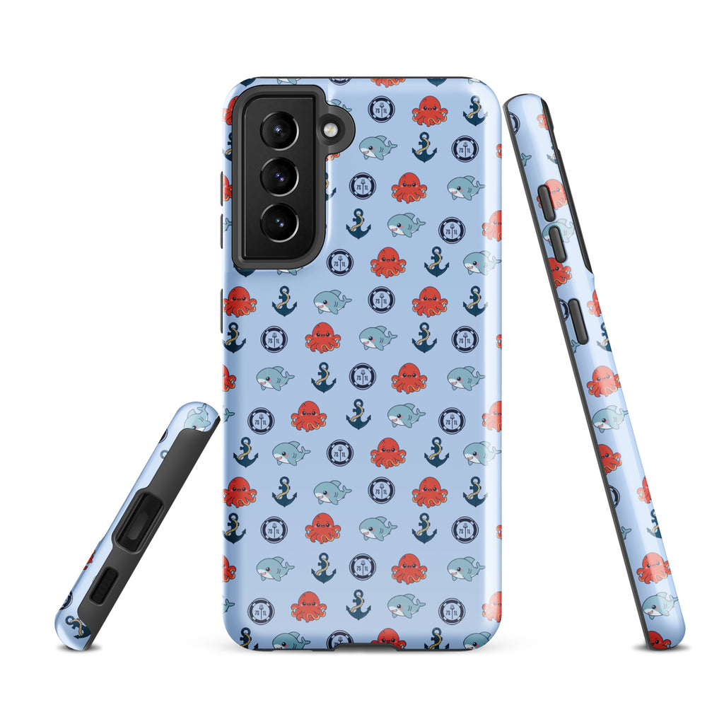 Cute baby octopus Samsung Galaxy S21 FE case by 7SHORT1LONG® with a glossy ocean-themed design on a tough, protective phone cover.