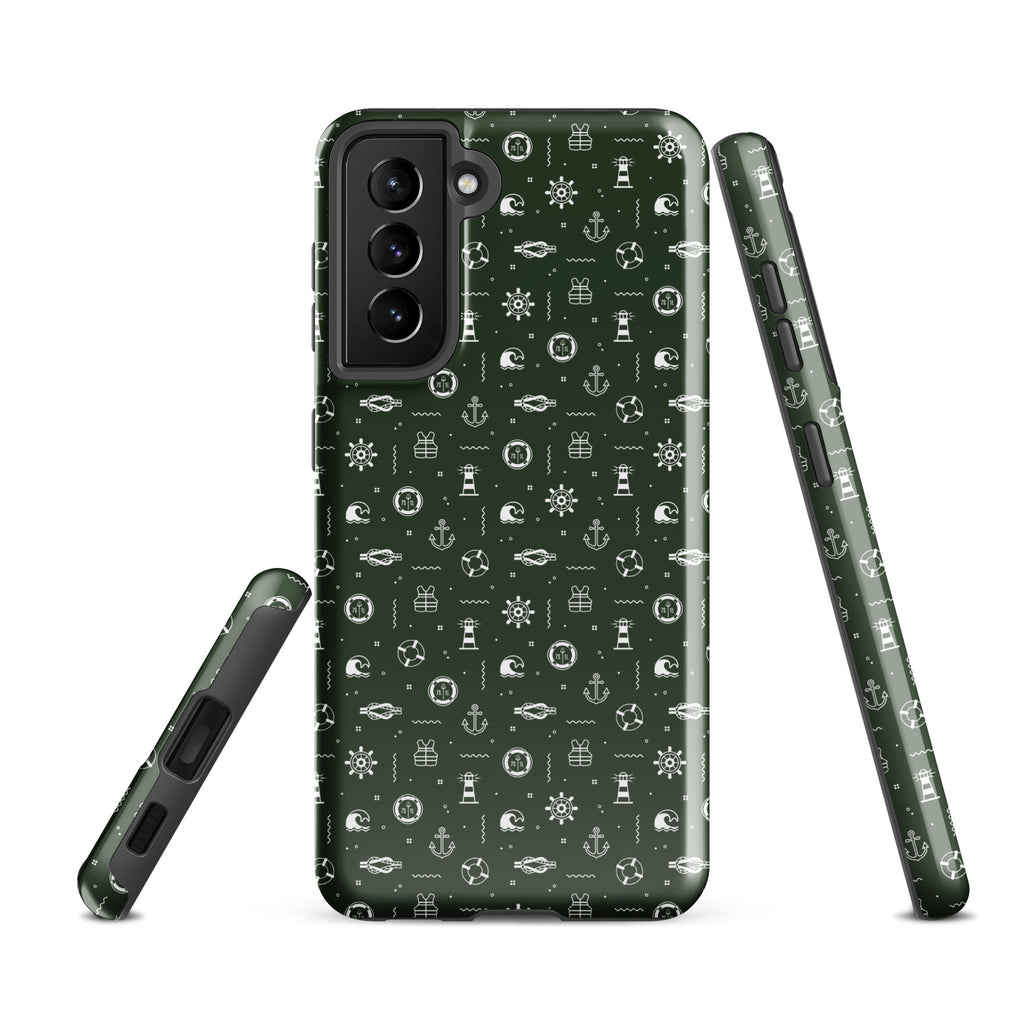 Nautical-themed Anchor Seafarer Samsung Galaxy S21 FE case by 7SHORT1LONG® with glossy finish and durable protective design.