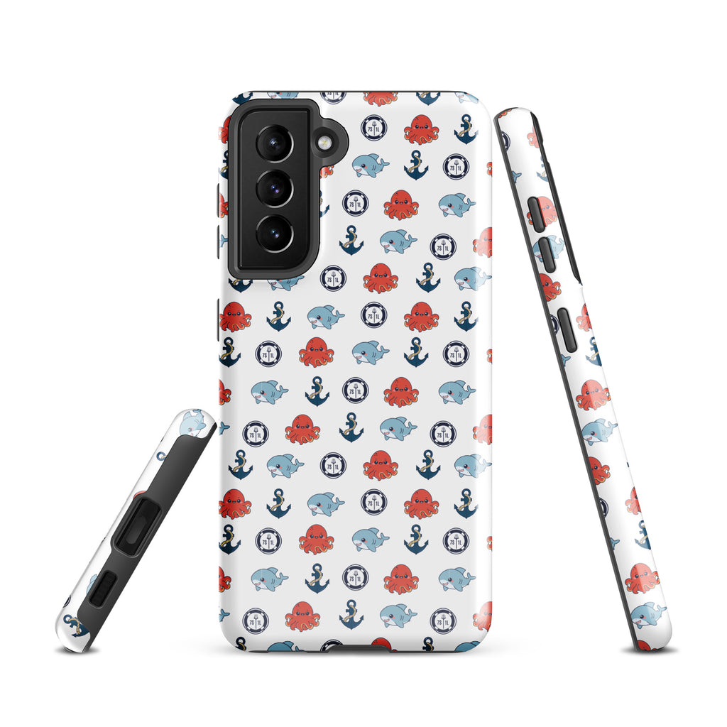 Samsung Galaxy S21 case by 7SHORT1LONG® featuring a glossy, marine-themed ocean party design on a tough protective cover.