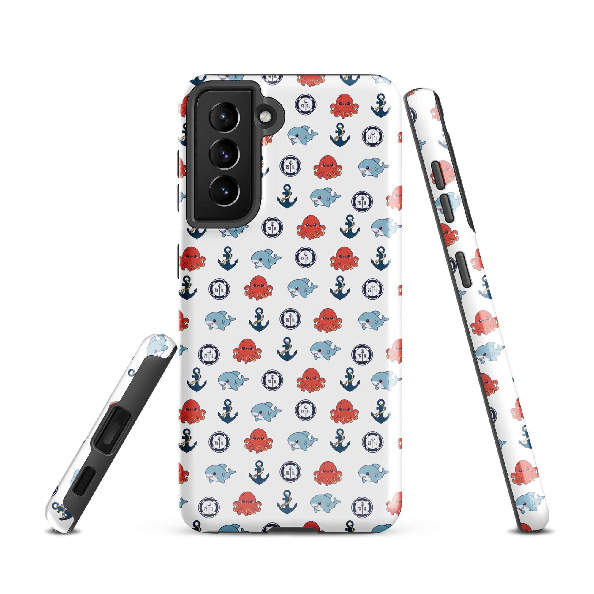 Samsung Galaxy S21 case by 7SHORT1LONG® featuring a glossy, marine-themed ocean party design on a tough protective cover.