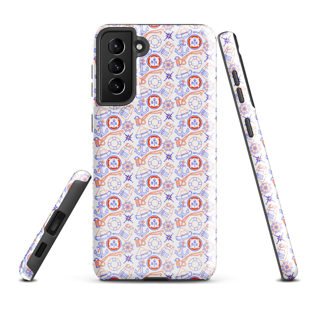 Samsung Galaxy S21 Plus case with maritime duty Coast Guard design by 7SHORT1LONG®, glossy tough protective cover.