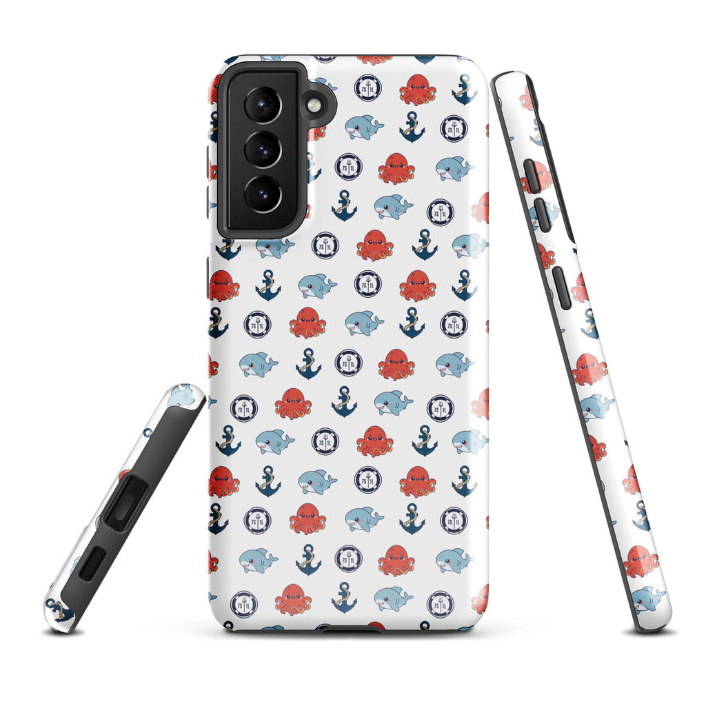 Cute Ocean Party Samsung Galaxy S21 Plus case by 7SHORT1LONG® featuring a glossy marine-themed design with playful ocean creatures.