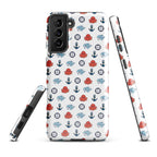 Cute Ocean Party Samsung Galaxy S21 Plus case by 7SHORT1LONG® featuring a glossy marine-themed design with playful ocean creatures.
