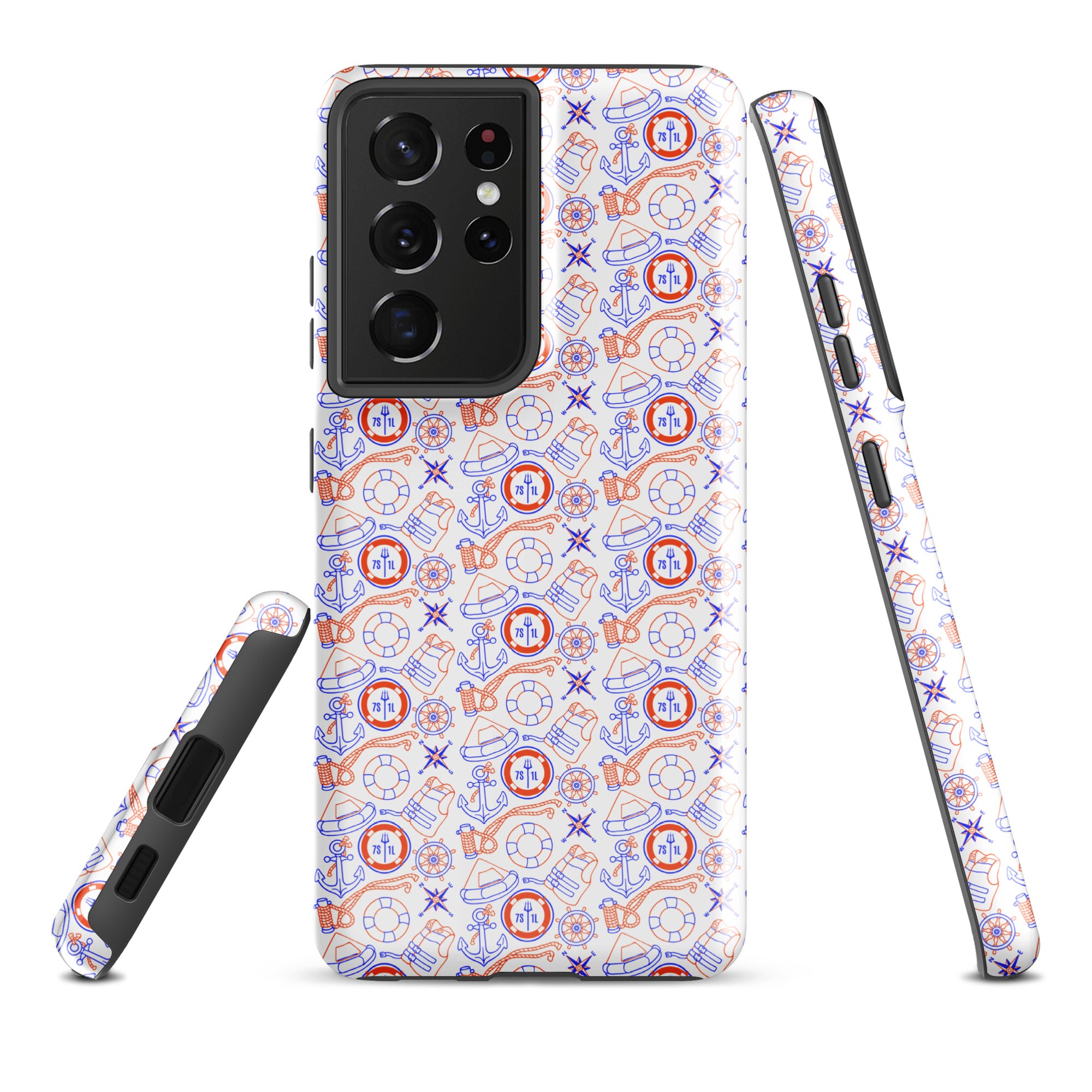 Durable Samsung Galaxy S21 Ultra case with maritime duty design by 7SHORT1LONG®, featuring a glossy finish and rugged protection.