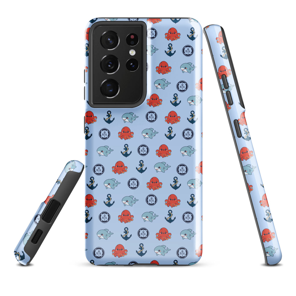 Cute ocean-themed baby octopus Samsung Galaxy S21 Ultra case by 7SHORT1LONG® with glossy finish and tough protective design.
