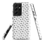 Phone case with black pattern on white background