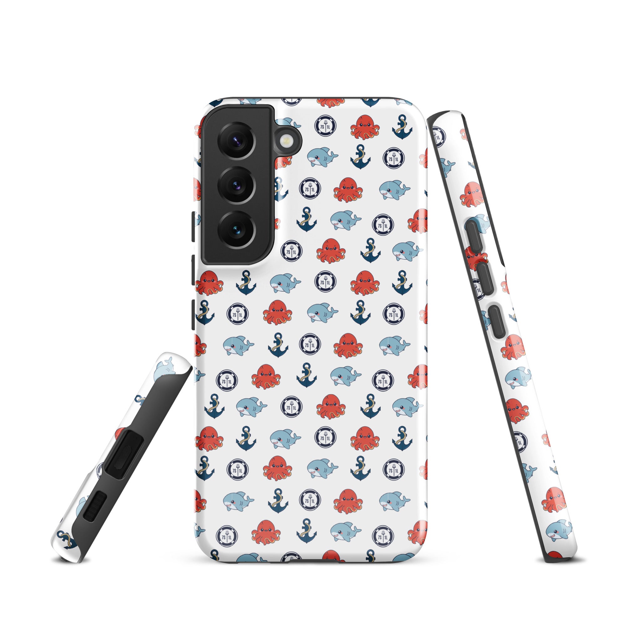 Cute Ocean Party Samsung Galaxy S22 case by 7SHORT1LONG® featuring a glossy marine-themed marine design on a tough protective cover.