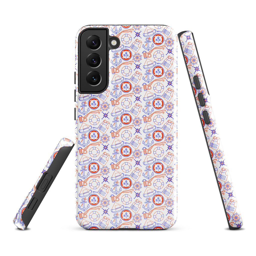 Samsung Galaxy S22 Plus case with maritime duty Coast Guard design by 7SHORT1LONG®, glossy, tough protective phone cover.