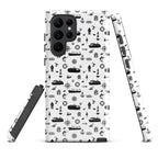 Samsung Galaxy S22 Ultra case with cargo ship design from 7SHORT1LONG®, featuring a glossy, tough protective cover.