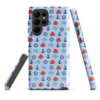 Cute baby octopus Samsung Galaxy S22 Ultra case by 7SHORT1LONG® with a glossy ocean-themed design and tough protective exterior.