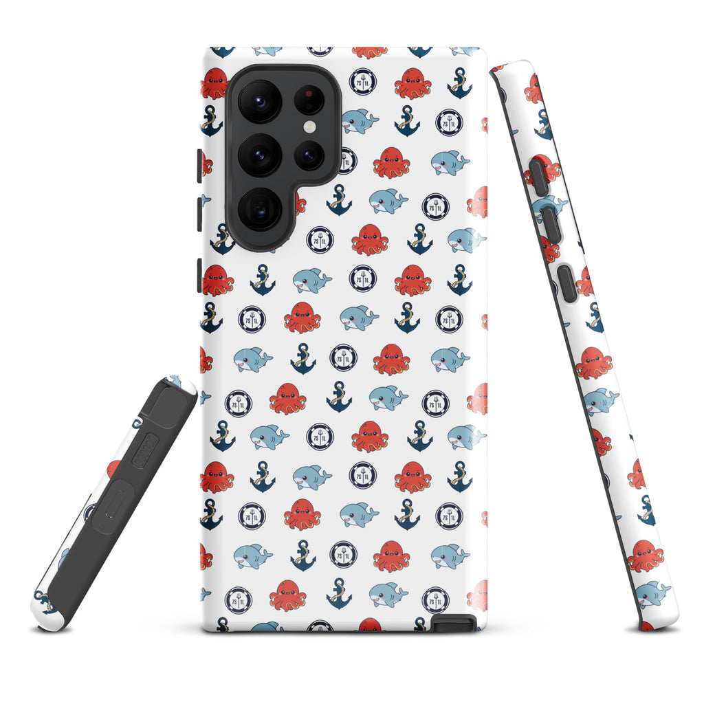 Cute Ocean Party Samsung Galaxy S22 Ultra case with marine design by 7SHORT1LONG®, featuring a glossy, tough protective cover.