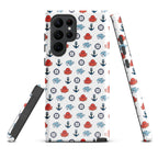 Cute Ocean Party Samsung Galaxy S22 Ultra case with marine design by 7SHORT1LONG®, featuring a glossy, tough protective cover.