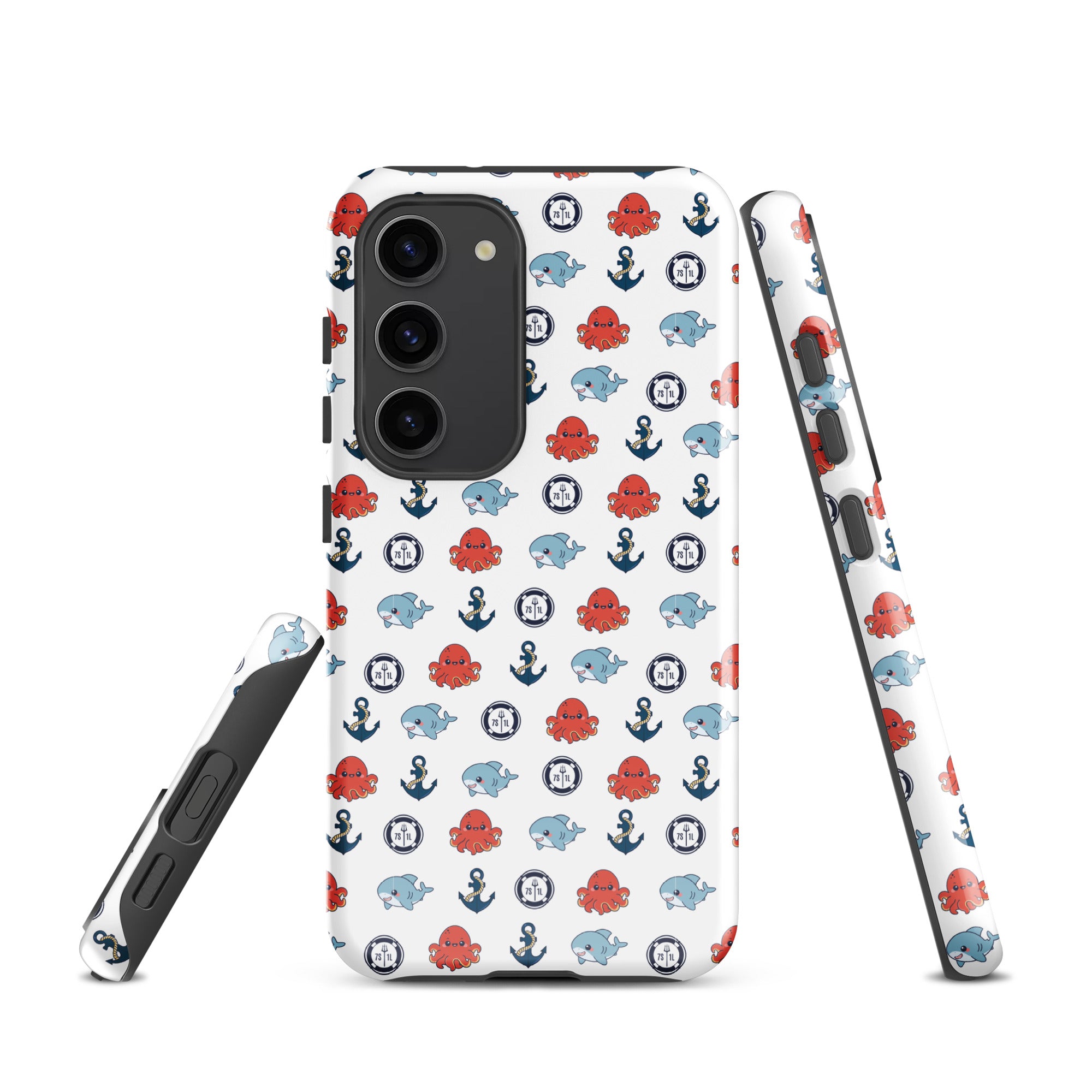 Cute Ocean Party Samsung Galaxy S23 case by 7SHORT1LONG® with a glossy marine-themed design and durable tough protection.