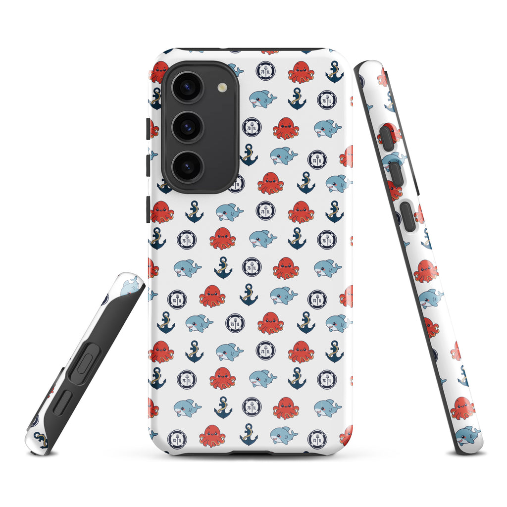 Cute ocean party Samsung Galaxy S23 Plus case by 7SHORT1LONG® with a glossy marine-themed design.
