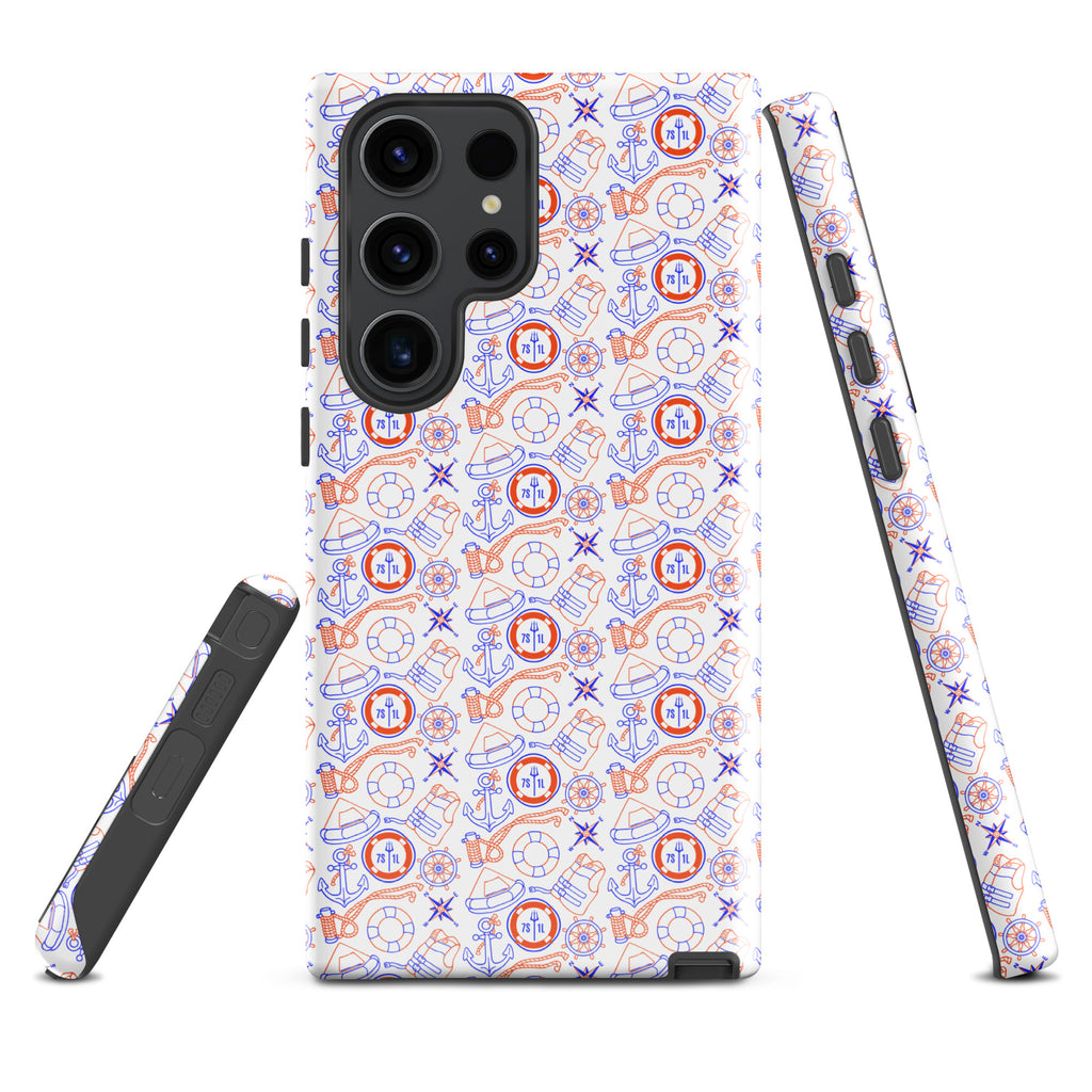 Tough Samsung Galaxy S23 Ultra case with maritime duty Coast Guard design by 7SHORT1LONG® featuring a glossy finish and rugged protection.