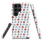 Cute Ocean Party Samsung Galaxy S23 Ultra case by 7SHORT1LONG® with glossy marine-themed design and durable tough case material.