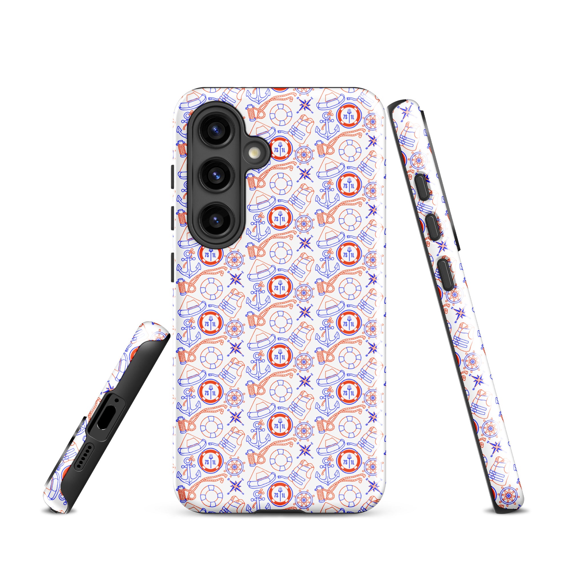 Samsung Galaxy S24 Coast Guard case by 7SHORT1LONG® with maritime duty design, glossy finish and durable protective cover.