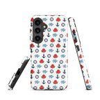 Cute Ocean Party Samsung Galaxy S24 case with fun marine design, glossy finish, and durable tough protection by 7SHORT1LONG®.