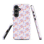 Tough Samsung Galaxy S24 Plus case with a maritime duty Coast Guard design by 7SHORT1LONG®, glossy finish, front view.