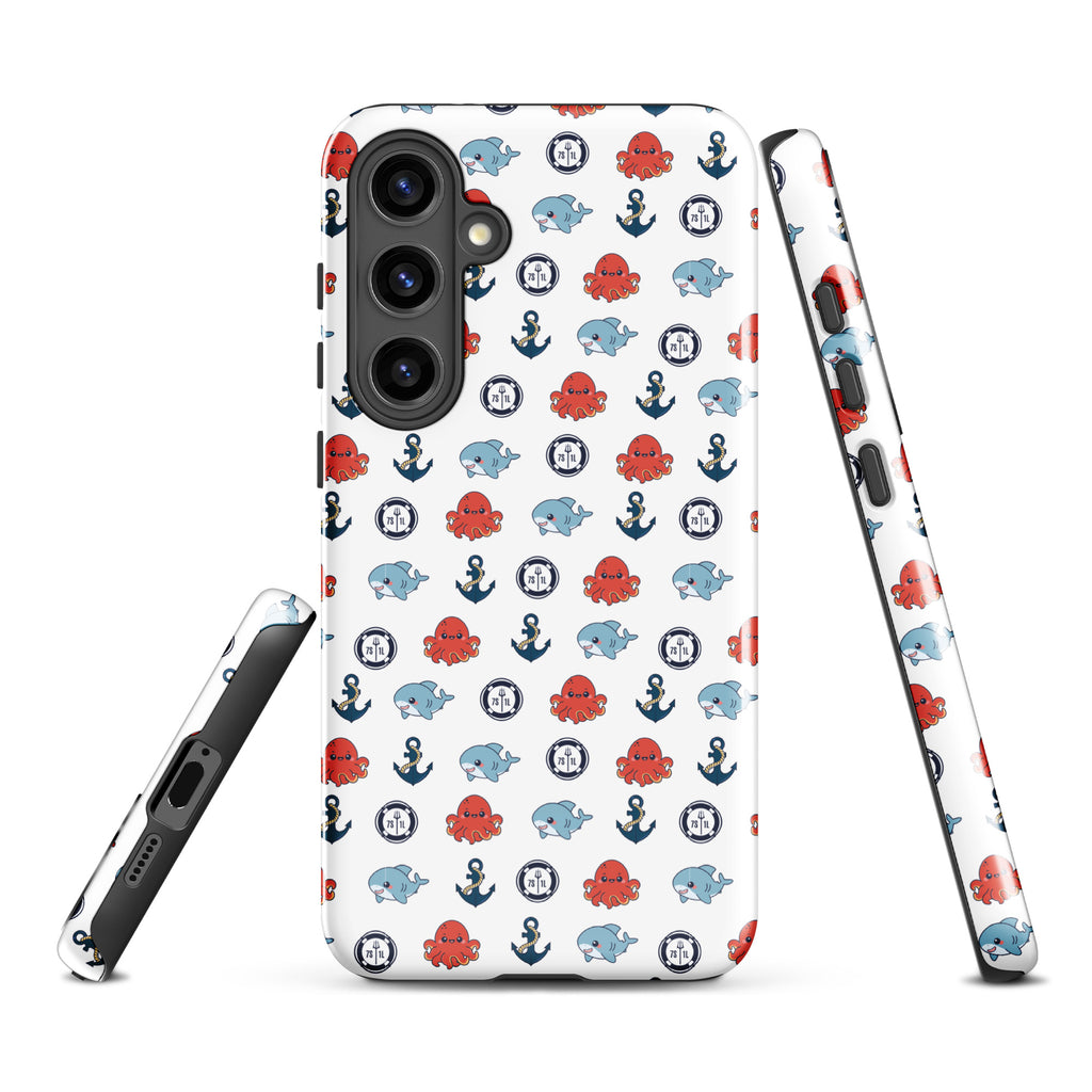 Cute Ocean Party Samsung Galaxy S24 Plus case by 7SHORT1LONG® with glossy marine-themed design on a tough protective cover.
