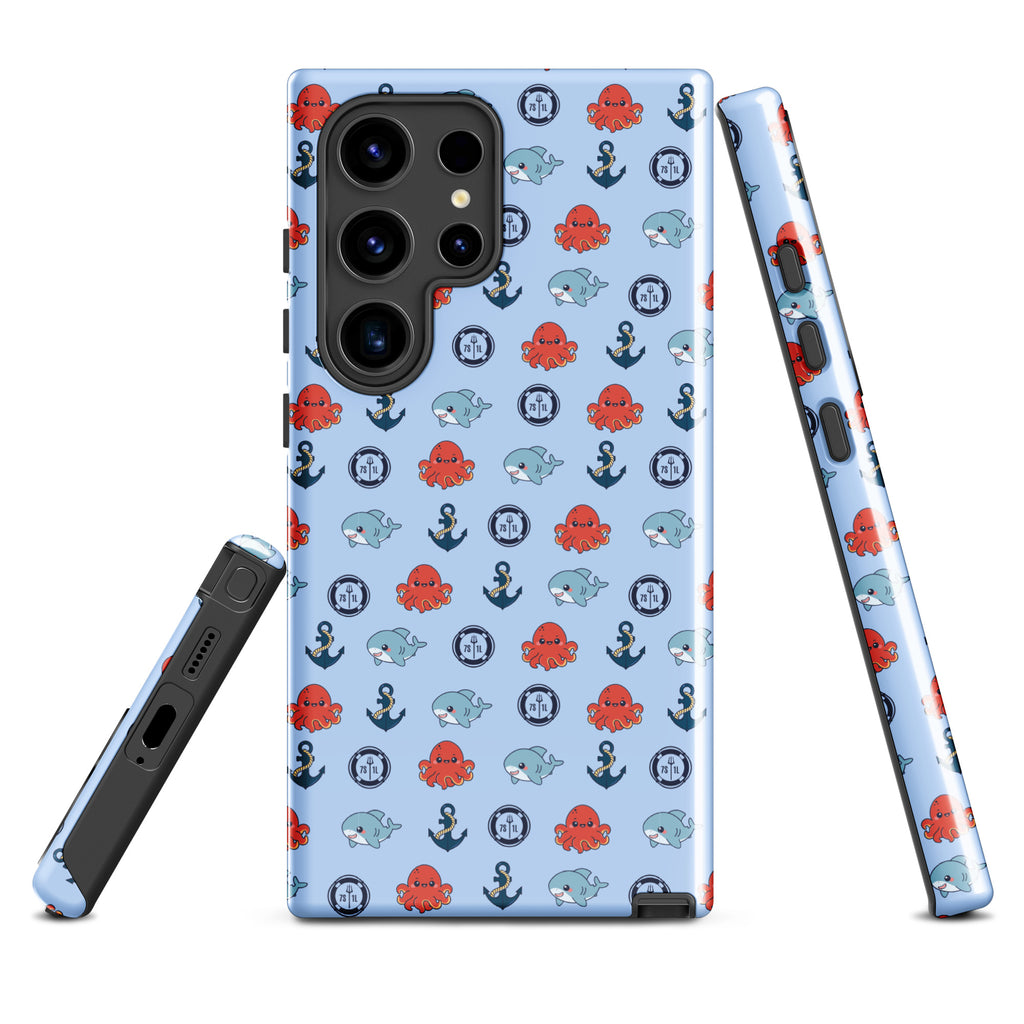 Cute baby octopus Samsung Galaxy S24 Ultra case with glossy ocean design by 7SHORT1LONG® featuring vibrant underwater imagery