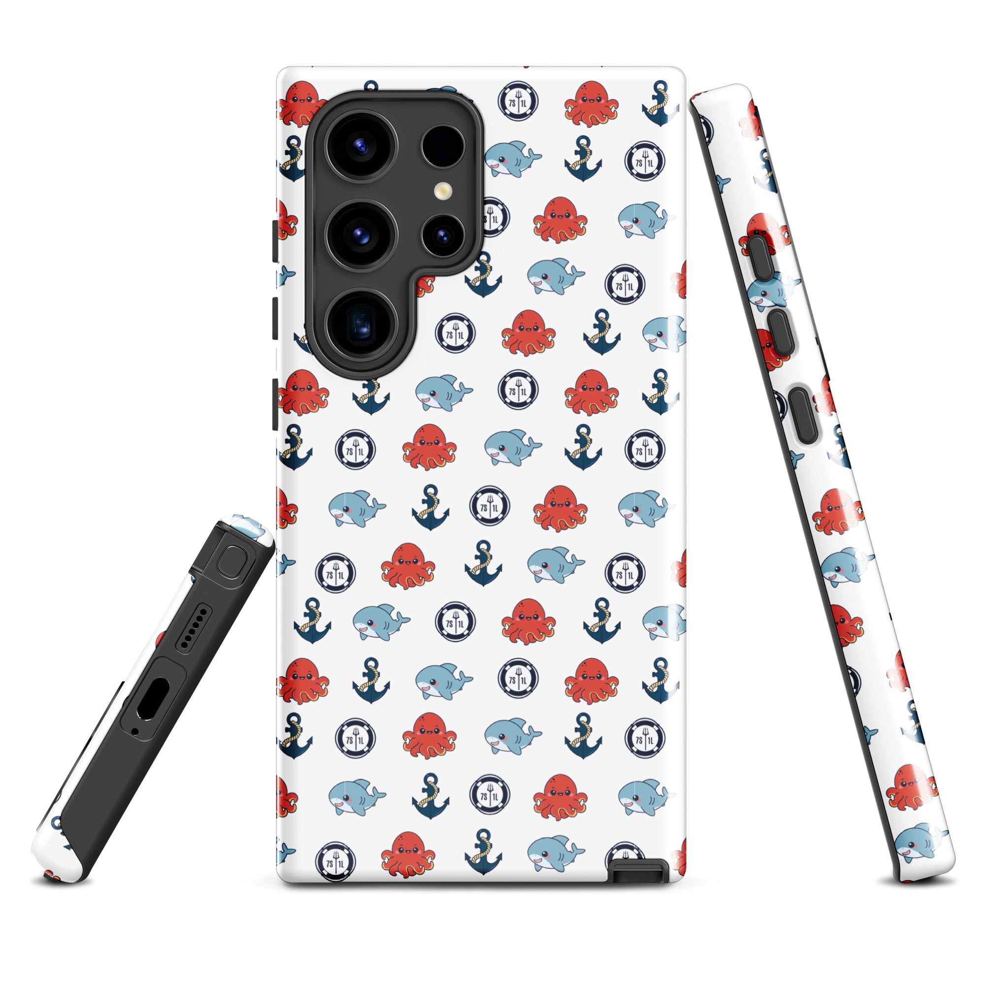 Cute Ocean Party Samsung Galaxy S24 Ultra case with marine-themed design, made by 7SHORT1LONG® for stylish protection. Main image