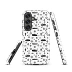Samsung Galaxy S25 container ship cargo design tough case by 7SHORT1LONG® featuring a glossy finish and cargo ship graphic.