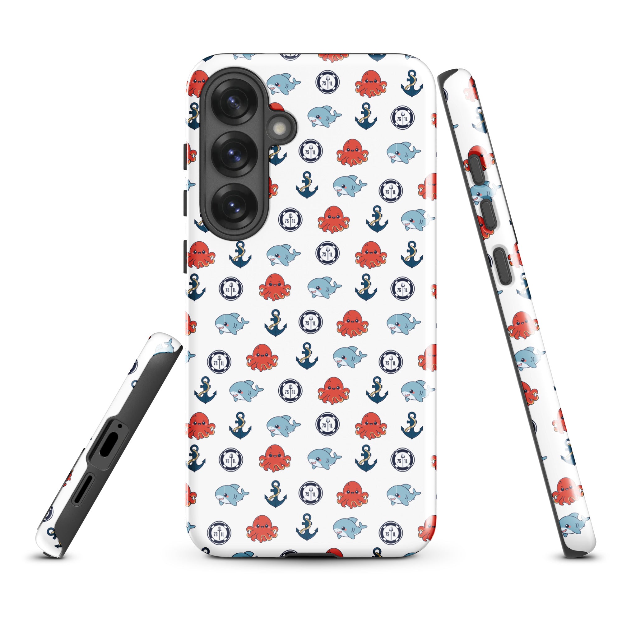 Samsung Galaxy S25 Plus tough case by 7SHORT1LONG® with a glossy finish and cute ocean party marine design.