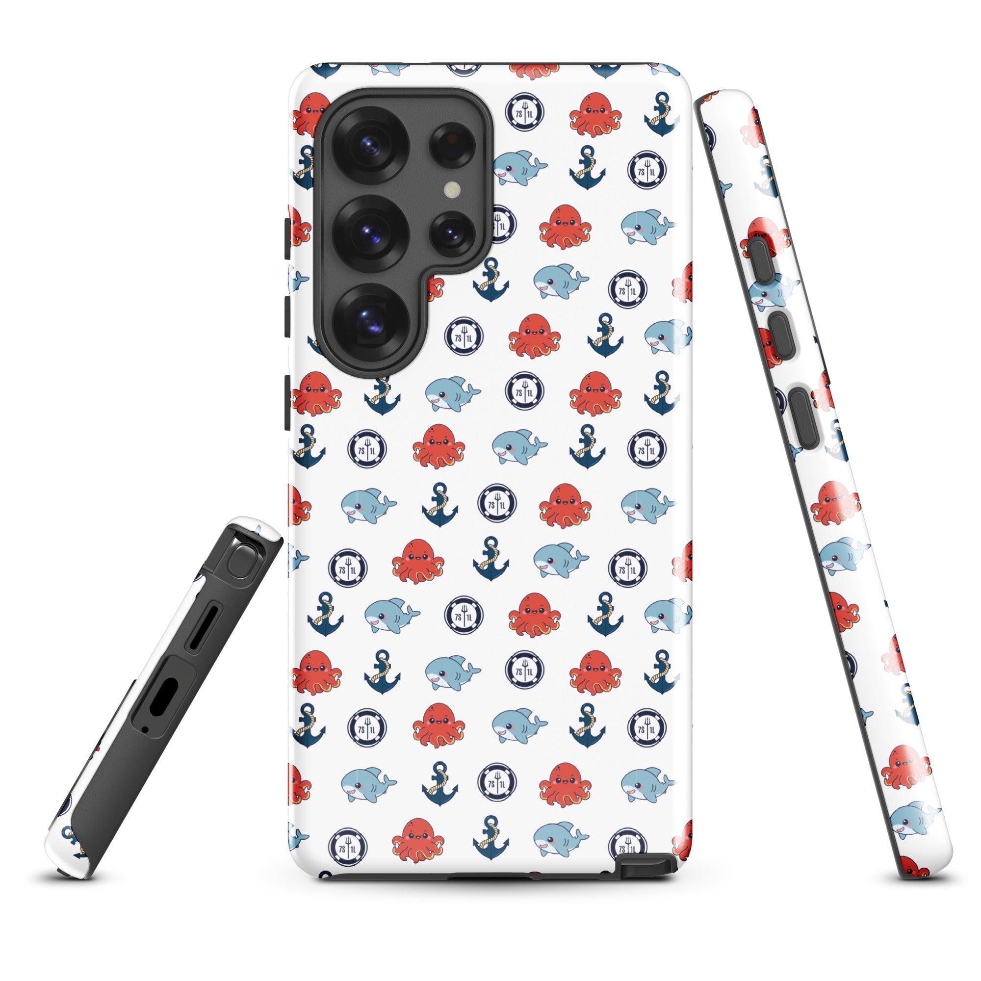 Samsung Case with baby shark, baby octopus pattern on white background  Main image