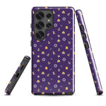 Samsung Case with solas regulation items and symbols on purple background