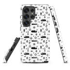 Samsung Galaxy S25 Ultra container ship cargo design tough case by 7SHORT1LONG®, glossy finish with detailed cargo ship artwork.