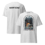 T-shirt design showing a mythical sea monster attacking a cruise ship, inspired by maritime legends, ocean myths, and classic seafaring folklore.