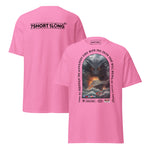 T-shirt design showing a mythical sea monster attacking a cruise ship, inspired by maritime legends, ocean myths, and classic seafaring folklore.