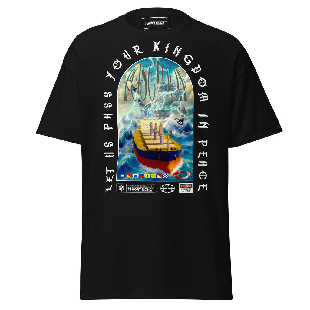 poseidon ship t-shirt bulk carrier ocean storm design maritime mythology apparel
