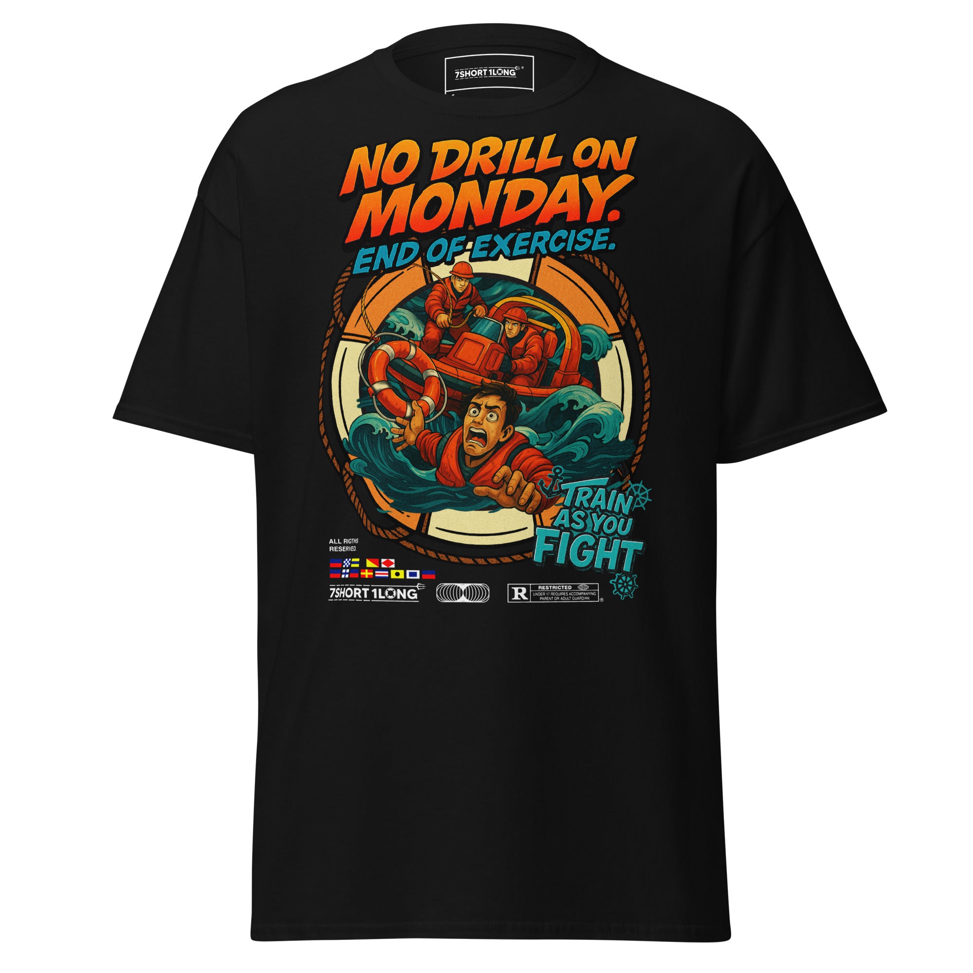 Man Overboard T-Shirt Safety At Sea Seafarer Nautical Crew Design Image secondaire du produit