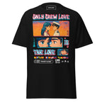 Black unisex Sailor T-shirt with anime sailor design, featuring "Only Crew Love Is True Love" text, by 7SHORT1LONG®.