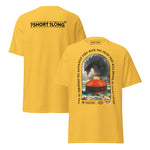 T-shirt design showing a mythical sea monster attacking a tanker ship, inspired by maritime legends, ocean myths, and seafaring folklore.