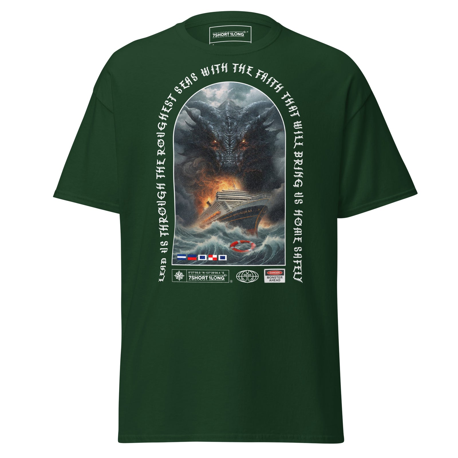 maritime fantasy cruise t-shirt sea monster storm ocean liner seafarer graphic tee