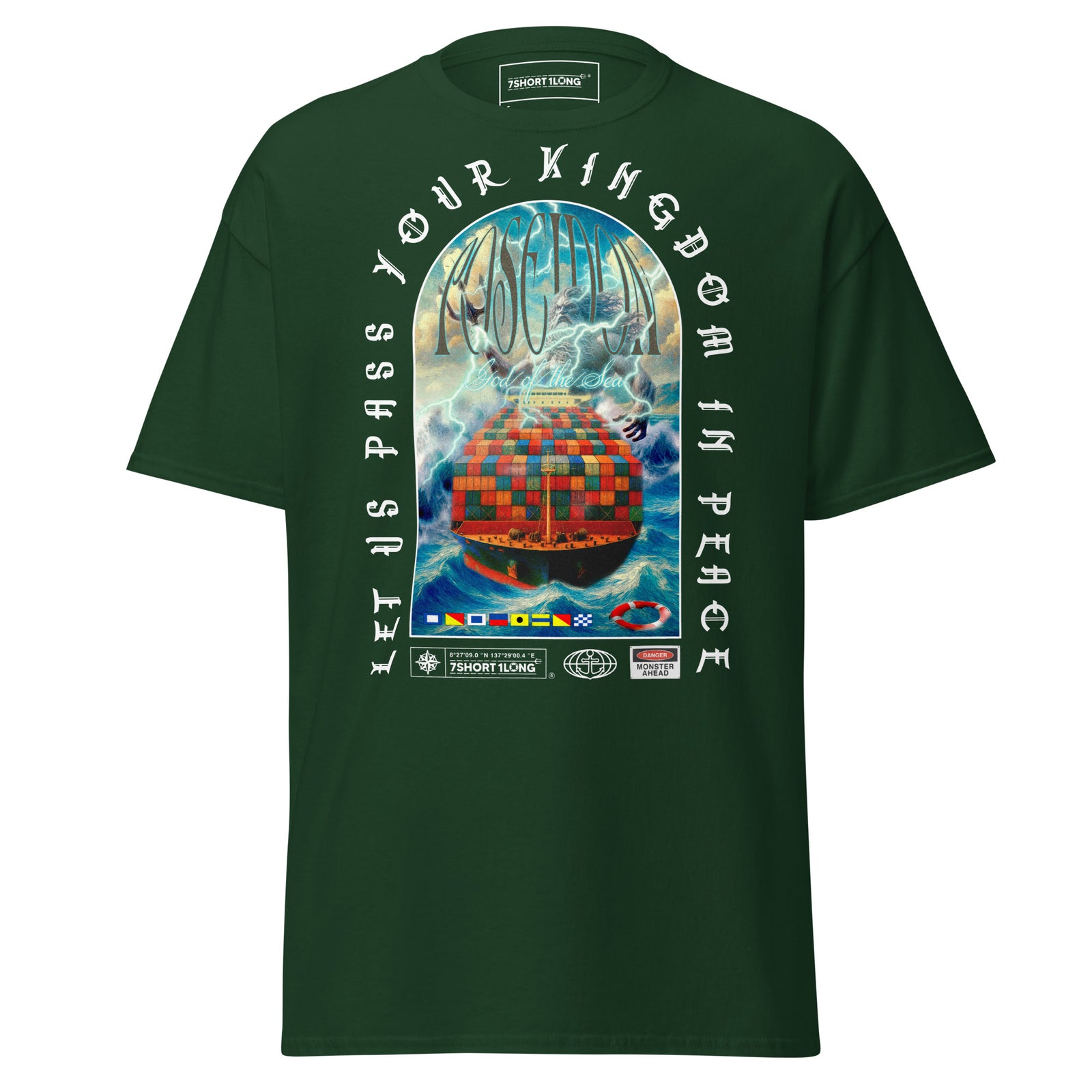 cargo ship poseidon shirt sea god nautical mythology ocean vessel design tee