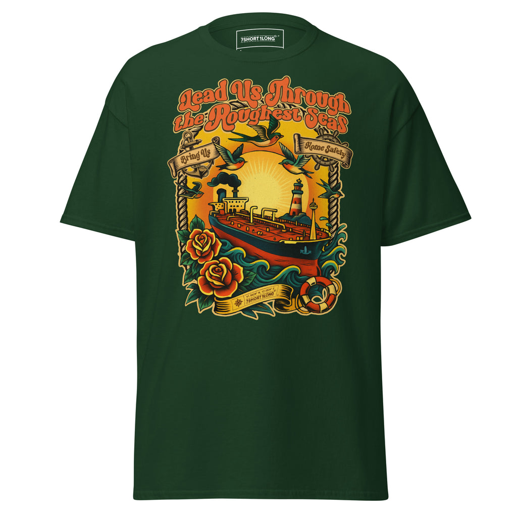 vintage nautical tanker shirt ship and waves tattoo style maritime lifestyle apparel
