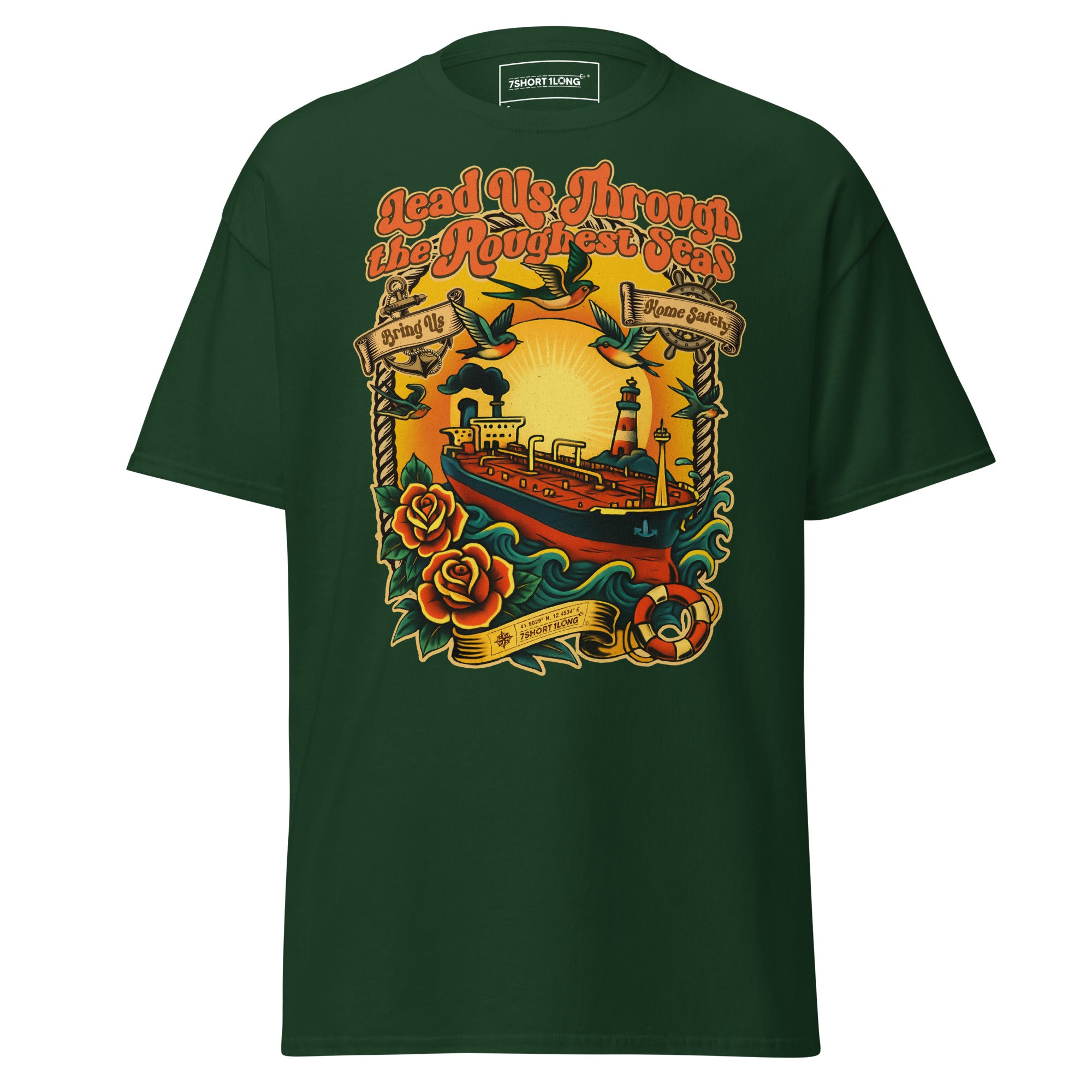 vintage nautical tanker shirt ship and waves tattoo style maritime lifestyle apparel
