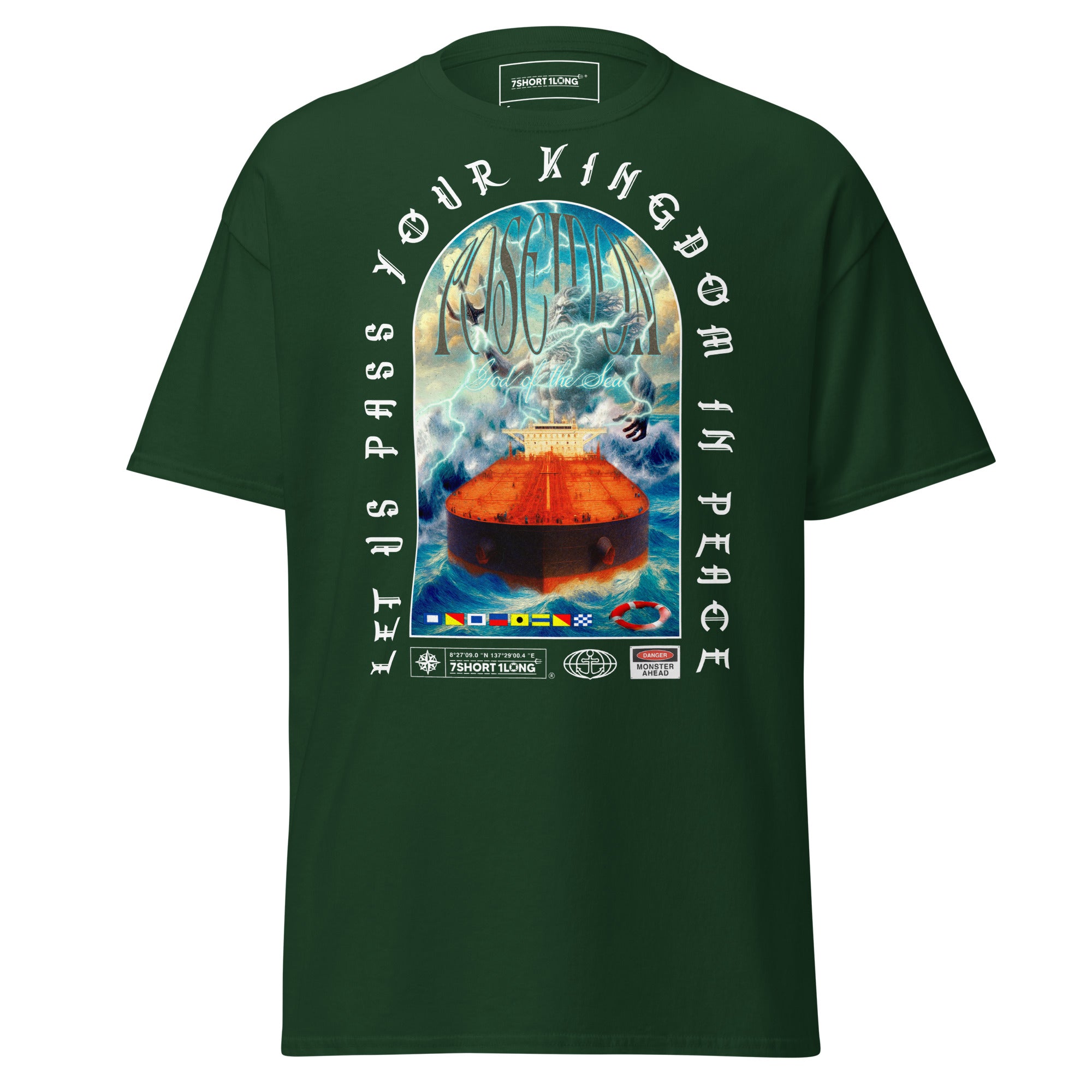 greek god poseidon t-shirt tanker ship ocean storm nautical mythology graphic tee