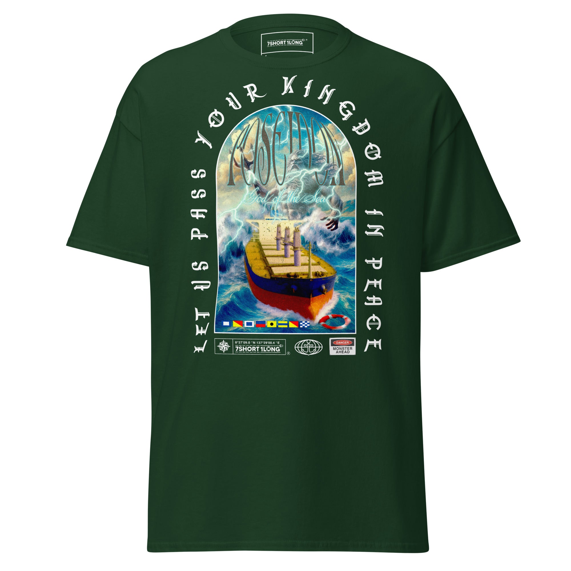 maritime poseidon t-shirt greek god ocean waves ship design seafarer lifestyle apparel