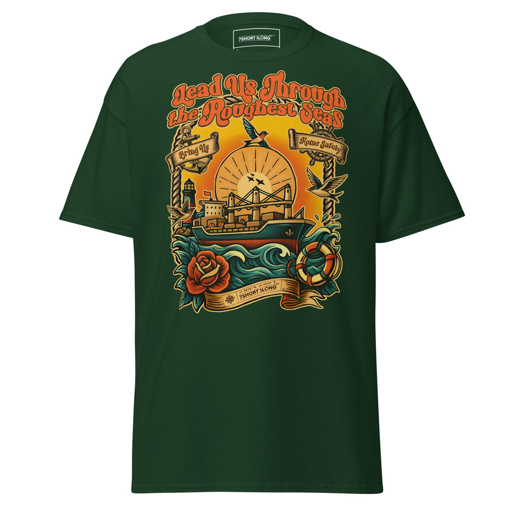 ocean voyage tattoo shirt bulk carrier maritime art design nautical apparel brown tee