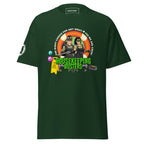 Forest green unisex Housekeeping Department T-shirt by 7SHORT1LONG®, front view showing classic crew neck and printed department logo.