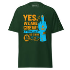 Unisex forest green crew T-shirt with a bold middle finger graphic by 7SHORT1LONG® on the front.