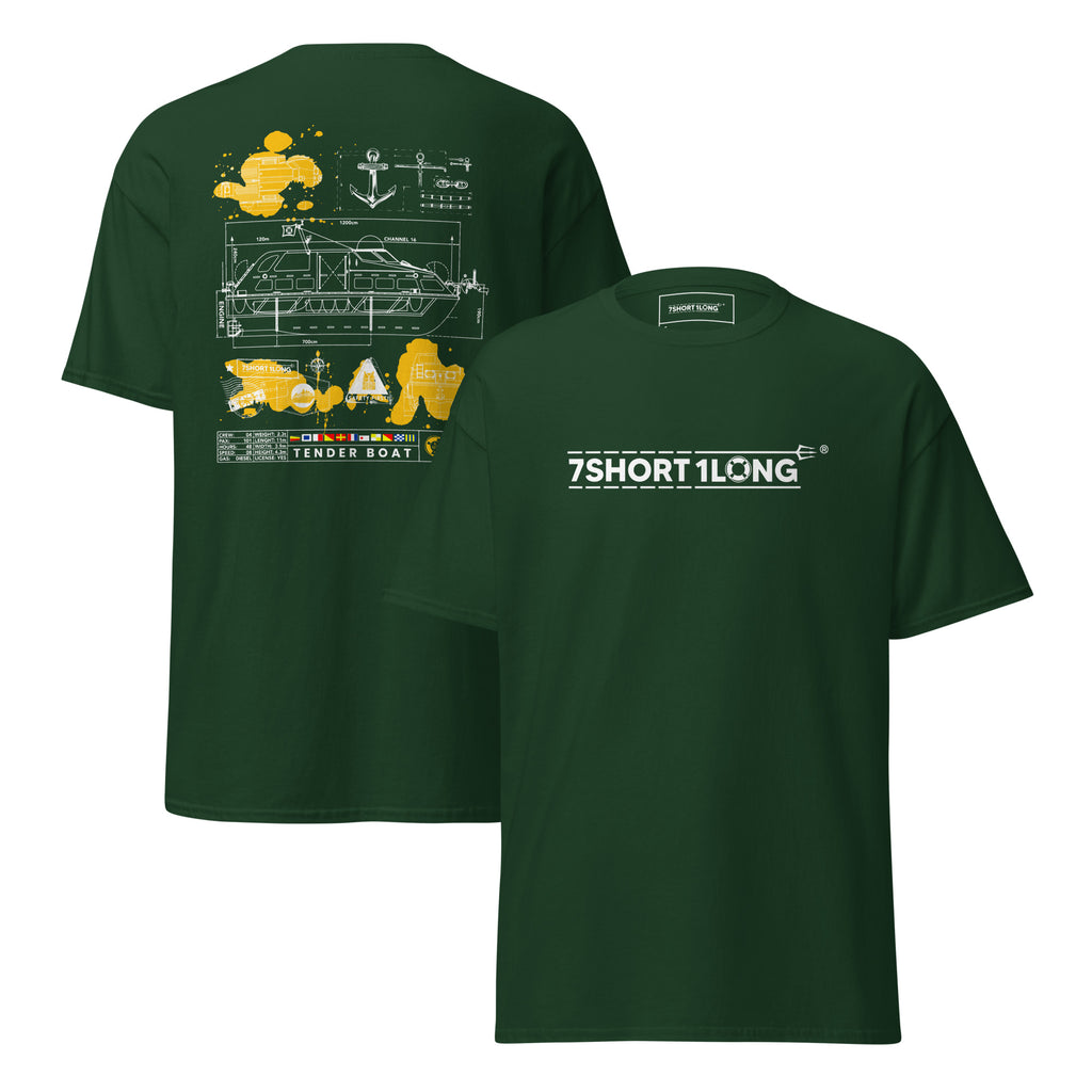 tender vessel blueprint t-shirt nautical ship schematic graphic black shirt for sailors