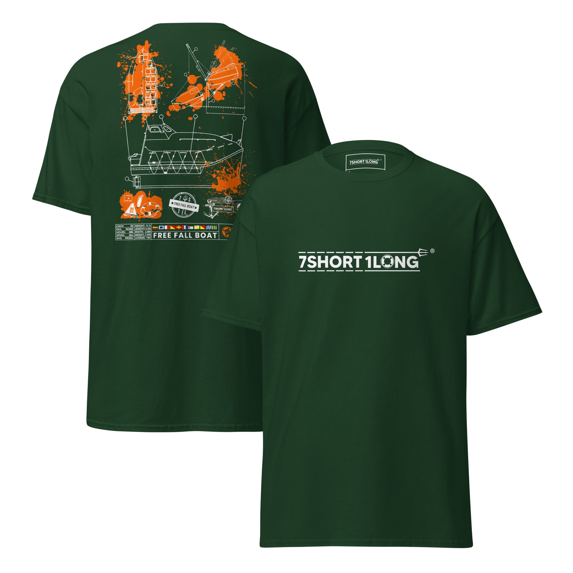 nautical free fall lifeboat blueprint shirt ocean survival vessel design 7SHORT1LONG apparel