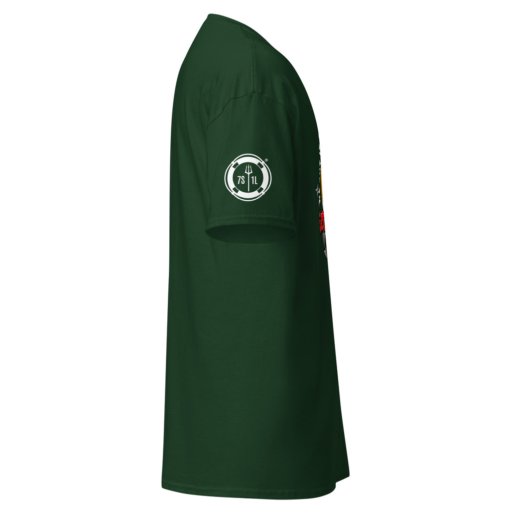 Unisex forest green Galley Department Maritime Ship Crew T-Shirt by 7SHORT1LONG® with maritime-themed design.