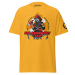 Maritime T-shirt with Fire Assessment Team design, representing onboard emergency response and ship fire brigade entering fire zones during emergencies.